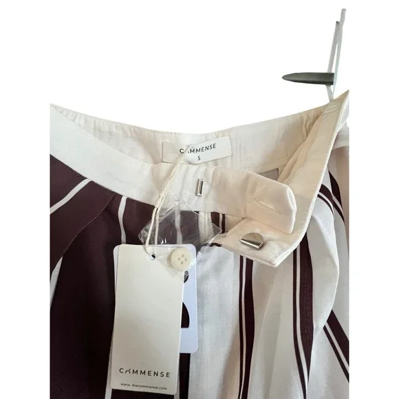 Commense Burgundy Striped Wide Leg Pants High Waist Career Casual Size S - Picture 10 of 12